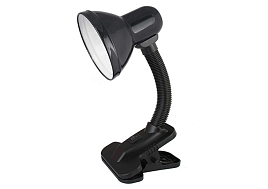 Лампа настольная офисная Ultraflash UF-320P в пакете С02 черный, прищепка 6374